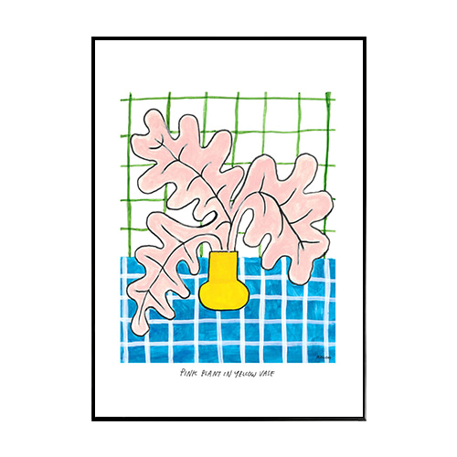 The posterclub- 노랑화병 Pink plant in yellow vase 50x70